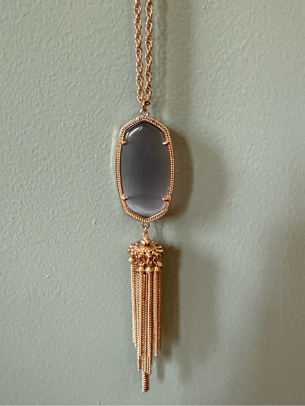 Kendra Scott Rayne Tassel Necklace m cat's eye stone rose goldframe